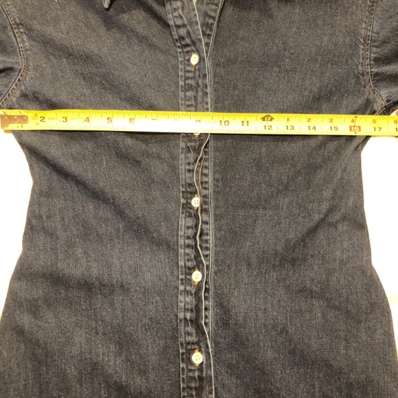 Dark Denim Midi Button Front Long Sleeve Cabincore Classic Lauren-esque Medium - Picture 4 of 6